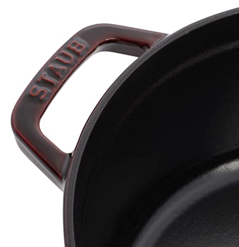 Image of Staub Cast Iron 4-qt Round Cocotte with Glass Lid - Grenadine