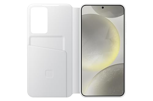 Image of Samsung Polyurethane Galaxy S24+ Plus S-View Wallet Phone Case, Protective Cover with Smart Small Screen View, Finger Tap Control, Slim Design, Card Holder Pocket, US Version, EF-ZS926CWEGUS, White