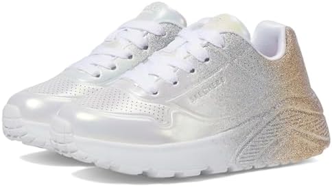 Skechers Kids Girls Uno Lite Sneaker, White/Multi, 6 Big Kid | Image 3