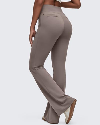 Image of G4Free BareFeel Flare Yoga Pants Women High Waisted Bootcut Leggings with Pockets Dress Work Pant Petite /Regular /Tall