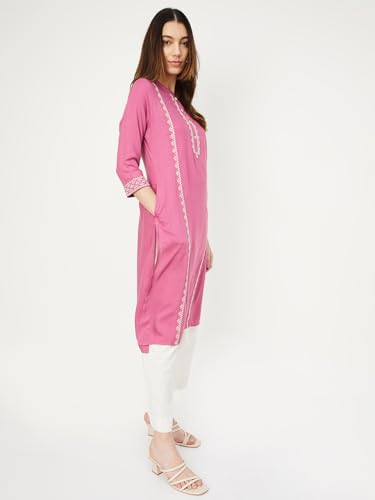 Image of Max Women's Rayon Regular Fit A Line Regular A-Line Flared Kurta
