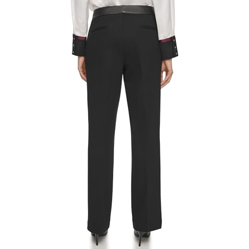 KARL LAGERFELD Women's Ponte Faux Leather Waistband Pant4