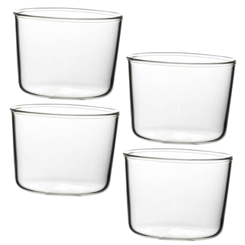 FUNNETOYU 4個 耐熱ガラス製丁カップ 安定した丸底 滑りにくく再利用可能 前菜やデザートに 食品 で輸送時も