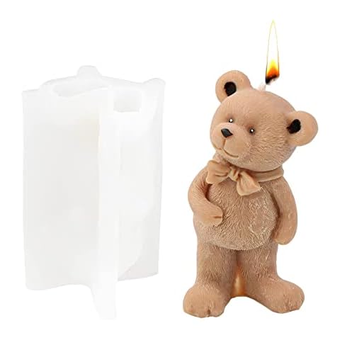 3D Cute Bear Candle Mould, Silicone Scented Candle Mould for Candle Making, Handmade Soap Mould, Bear Resin Mould for Home Office Store Decor Cover