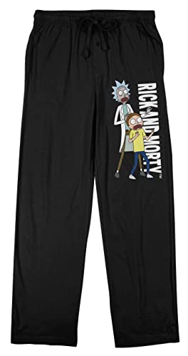Bioworld Rick and Morty Characters and Logo Men's Black Sleep Pajama Pants