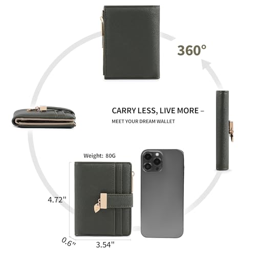 Image of Pomelo Best Small Wallet Women Bifold Soft Leather Card Holder with ID Window Zipper Coin Pocket Wallets for Women Black