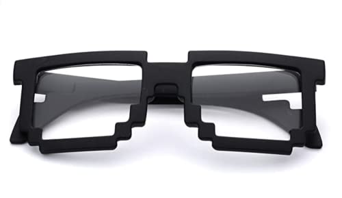 Image of DC DECORIO Thug Life Sunglasses Pixel Gangsta Life Funny Novelty Shades With Box Packing (Black) (Black & White)