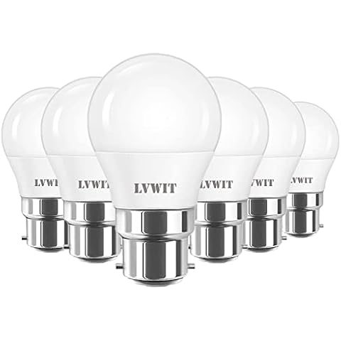 6.5W B22 Golfball LED Light Bulbs,LVWIT Golf Ball Led Bulbs Bayonet 60W Equivalent, 806Lm,2700K Warm White Small B22 Golf Ball Bayonet Bulb Energy Saving,220-240V,Non-Dimmable,(Pack of 6) Cover