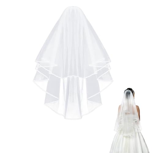 UIEXAY Voile de Mariage Mariée, Voile de Mariage Courte Couches avec Peigne, Voile de Mariage Mariée en Tulle pour Déguisements de Soirées Fête Reprises de Banquet...