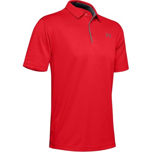 Image of Under Armour Mens Tech Polo Short Sleeve Golf Red 4XL