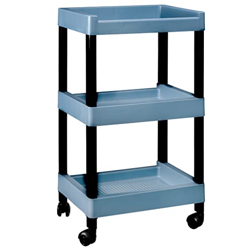 COM-FORT HOUSE- Carrito multifunción- Carro de Almacenamiento con Ruedas - 3 Niveles - Carro Auxiliar móvil Almacenamiento para Cocina, Baño o Negocios - Color Azul