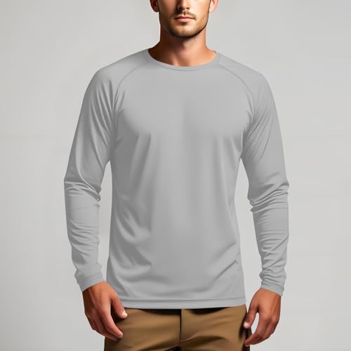 Men's UPF 50+ Sun Protection UV SPF Shirts Sun Protection Athletic Shirts for Hiking Running Workout Rash Guard 6
