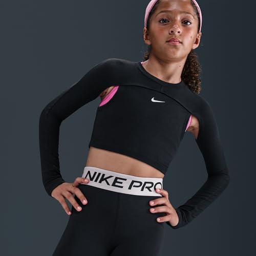 Nike Pro Big Kids' (Girls') Dri-FIT 5" Shorts (Black/Platinum Violet/White)2