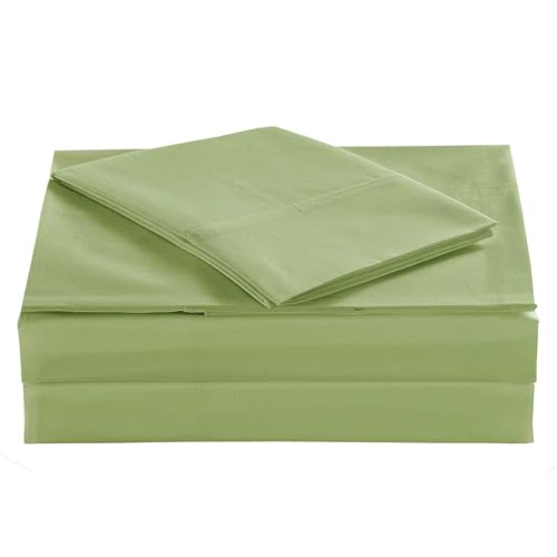 Image of 100% Cotton Percale Sheets Queen Size - 200 Thread Count, Breathable & Crisp Cool, Deep Pocket up to 17 inch Fitted Sheet, 4-Piece Bedding Set Hotel-Luxury Feel Bed Sheet Set (Green Frond, Queen)