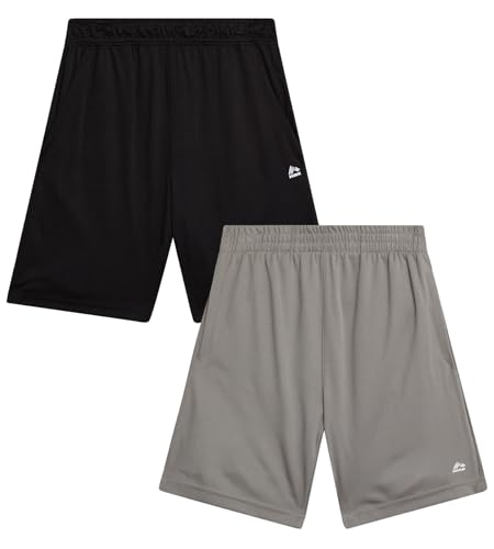 RBX Boys Athletic Shorts - 2 Pack Performance Stretch Mesh Boys Shorts for Running, Gym, Basketball and Sports (Sizes: 8-16)