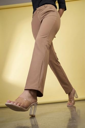 Image of modny Formal Trousers for Women Premium Polycotton, Regular Fit, Straight Pant for Girls | Ideal for Office, College & Professional Wear
