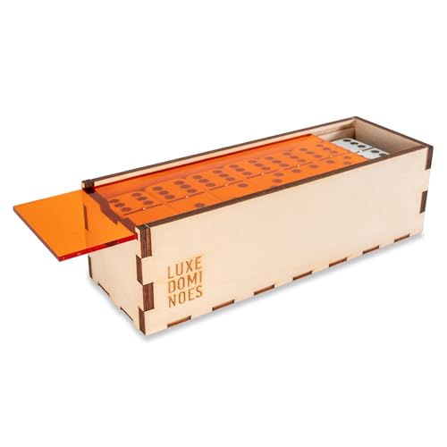 Deluxe Modern Domino Set Double Six en caja de madera miniatura 2