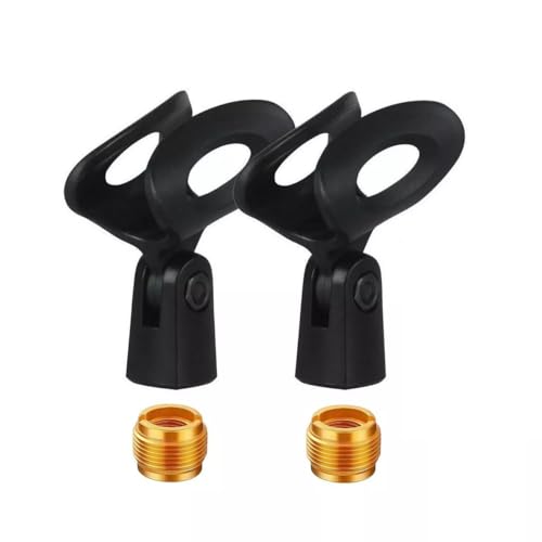 Generic Replacement MZQ800 Microphone Clamp Clip Holder for Sennhiser MD 42, MD 46 and All Evolution Microphones, with Screw Adapters 5/8 Male to 3/8 Female, Black, 2 PACK
