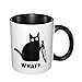 'Cat What Murderous czarny kot z nożem kubek do kawy - zabawny kubek na odchody - ceramiczny kubek do kawy - wyjątkowy Boże Narodzenie, urodziny, dla przyjaciół, mężczyzn, kobiet, wewnętrzny kolor kubek do kawy filiżanka do herbaty czarne kubki