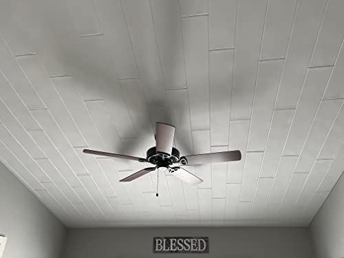 39\"x6.5\" Foam Ceiling Planks - 12pc Pack - Covers 21.1sqft - Glue Up Application - Easy DIY - Choose Your Finish - Decorative Ceiling Tiles (White) - Thumbnail 6