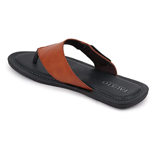 Image of FAUSTO Mens Slip On Sleek Desgined Casual Flip-Flops | Indoor & Outdoor Thong Slippers With Buckle Strap