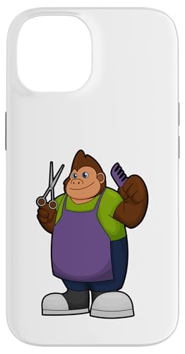 ゴリラ 美容師 はさみ スマホケース iPhone 14 用