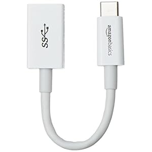 AmazonBasics L6LUC022-CS-R USB Type-C to USB 3.1 Gen1 Female Adapter – White