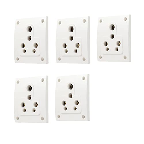 Image of Star 6 /16A 6 Pin Non Modular Electrical Multi Socket, White Colour,Polycarbonate Body, Porcelain Back,Heavy Duty,Suitable for Home & Office Use with Mounting Screws (5)