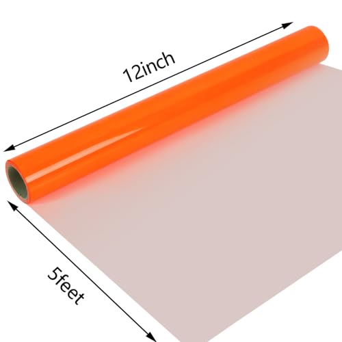 Image of guangyintong Glow in The Dark Heat Transfer Vinyl Rolls, 12 inch x 5ft Luminous Light Orange Iron on Vinyl for T-Shirts, PU Elastic HTV Vinyl for All Cutter Machine Easy to Cut & Weed