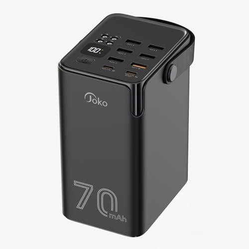 JOKO 70000mAh Power Bank 20W PD Fast Charging, 7 Outputs