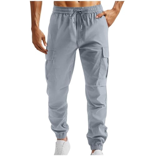 WENKOMG1 Men's Cargo Pants, Athletic Work Outdoor Hiking Sports Sweatpants Joggers with Pockets, S-2XL