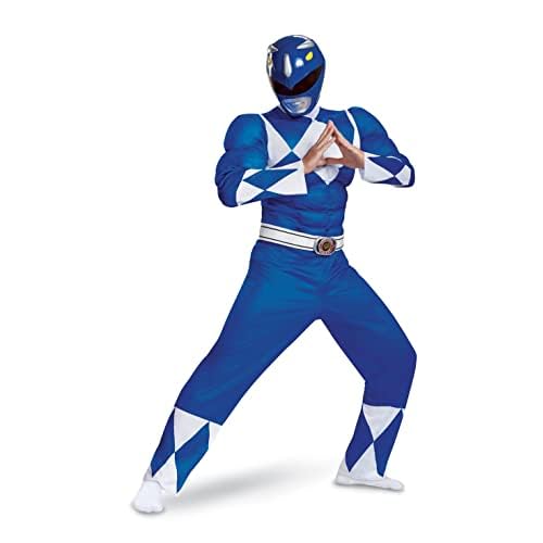DISGUISE 79731C-15L Blue Ranger - Disfraz y accesorios clásicos para adultos, talla XXL