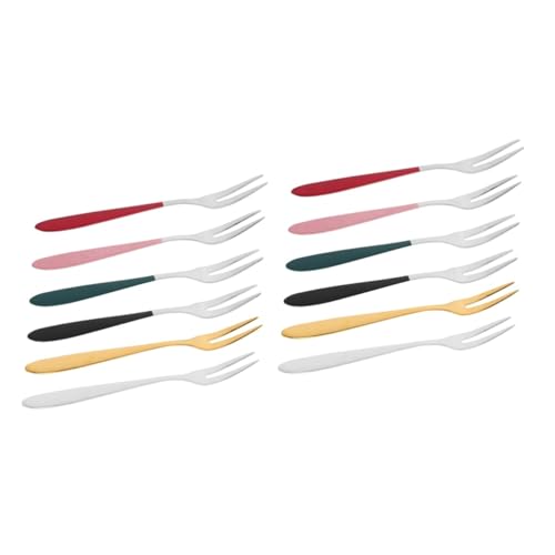 FUNOMOCYA 12 Pcs Fork Appetizers Fruit Salad Serving Utensils Lemon Decor Lemons Decor Escargot Dinnerware Home Tableware Luxury Food Pick Stainless Steel