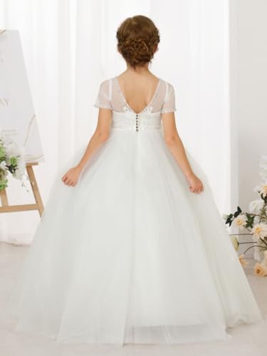 Flower Girl Dress Pageant Tulle Bridesmaid Formal Fancy Dresses for Wedding Ball Prom Toddler/Kids/Junior3