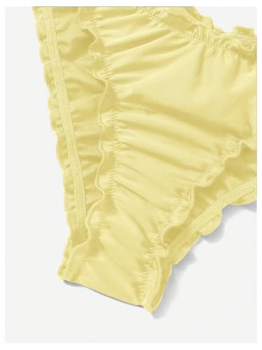 Milumia Women's Bikini Bottoms Solid Ruched Lettuce Trim Swim Bottom Swimwear4