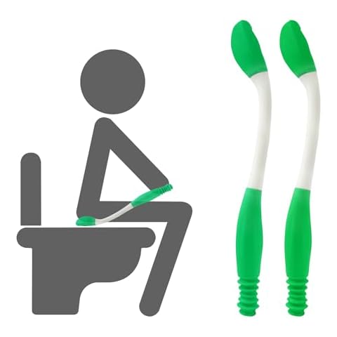 2 Pack Butt Wiper Tool, 15.7" Long Butt Wand Toilet Aid, Wiping Aids for Toileting, Bottom Buddy Wiping Aid for People with Disabilities, Pregnant Women and Those with Limited Mobility, Easy to Use Cover