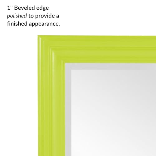 Image of Howard Elliott George Rectangular Glossy Green Wall Mirror, Rectangle Hanging Wood Framed Vanity Mirrors for Home Decor, Living Room, Bathroom, Bedroom, or Hallway, 24 x 36 Inch