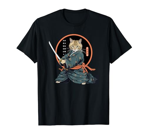 Ninja Kitten Warrior - Style dessin animé japonais T-Shirt