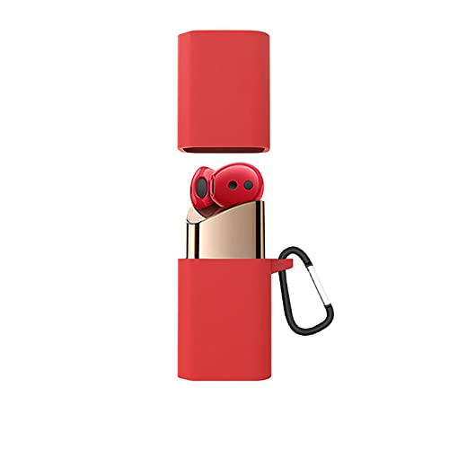 GIOPUEY Hülle für Huawei FreeBuds Lipstick, Transparent TPU Stoßfeste Schutzhülle, Ultradünn, Kein Geruch, Huawei FreeBuds Lipstick Hülle Silikon - Rot
