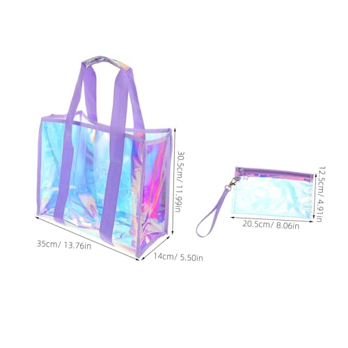 FRCOLOR Large Capacity Beach Tote Bag for Women Iridescent Design for Pool Travel Cruise Stylish and Spacious Summer Essential2