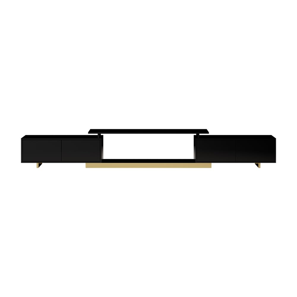 Meuble TV extensible noir brillant 160-240 cm pour salon modulable