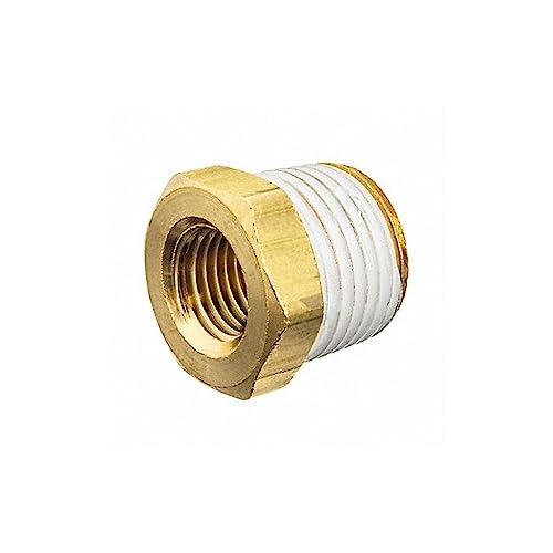 USA SEALING ZUSA-PF-10608 Brass Class 125 Pipe Fittings, Hex Bushing Straight with PTFE Thread Sealant, 1/4