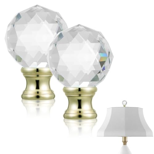 Image of jojofuny Gold Lamp Finial Screw on Decorative Lamp Topper Accessories for Table Floor Desk Lamps 1.57X1.02X1.02 Inch Artificial Crystal Sphere Lighting Set of 2