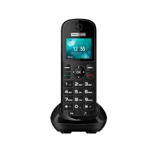 MaxCom MM35D - Teléfono (Teléfono DECT, Terminal inalámbrico, Altavoz, 500 entradas, Negro)