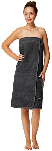 Sowel® Toalla de sauna para mujer, 100% algodón orgánico, certificado GOTS, toalla de sauna, 80 x 130 cm, antracita Cover