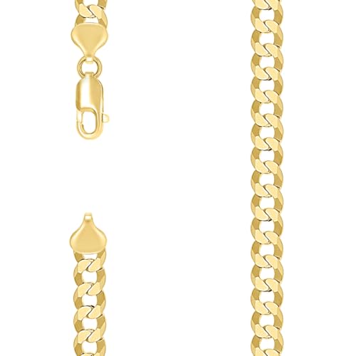 Chaîne gourmette argent 925 massif jaune collier plat 7.4mm 56cm