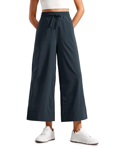 Recopilación de Ropa de Ping pong - solo los mejores. 41 CRZ YOGA Pantalones Ligeros de Pata Ancha para Mujer de Cintura Alta Sueltos Casual Lounge Pantalones de Trabajo de Viaje con Bolsillos Verano True Navy Mediano