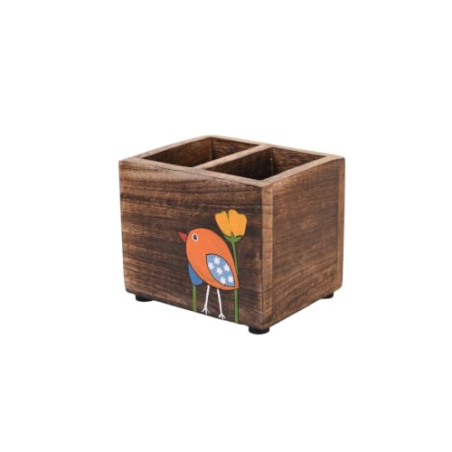 Image of Aakriti Art Creations Handcrafted Mango Wood Cutlery Rack for Kitchen & Dining Table |Wooden Cutlery Holder & Organizer | Kitchen Accessories | Dining Table Decoration Items |Indian Handicraft | Brown