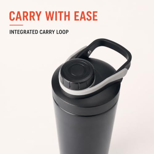 Image of Protein Shaker Bottle 24oz, Insulated, Onyx Silver, Mirror-Finish | BPA free, Quiet mixing, No blender ball, Insulated cup, Lid brush & boot included, Premium design