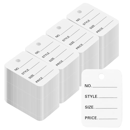 Anseom 1000Pcs Etiquetas de Precio, 3.5cmx5cm Mini Etiquetas de Precio de Papel Blanco, Etiquetas de Marcado para Ropa, Etiquetas Regalo Perforadas para Ropa Zapatos Sombrero